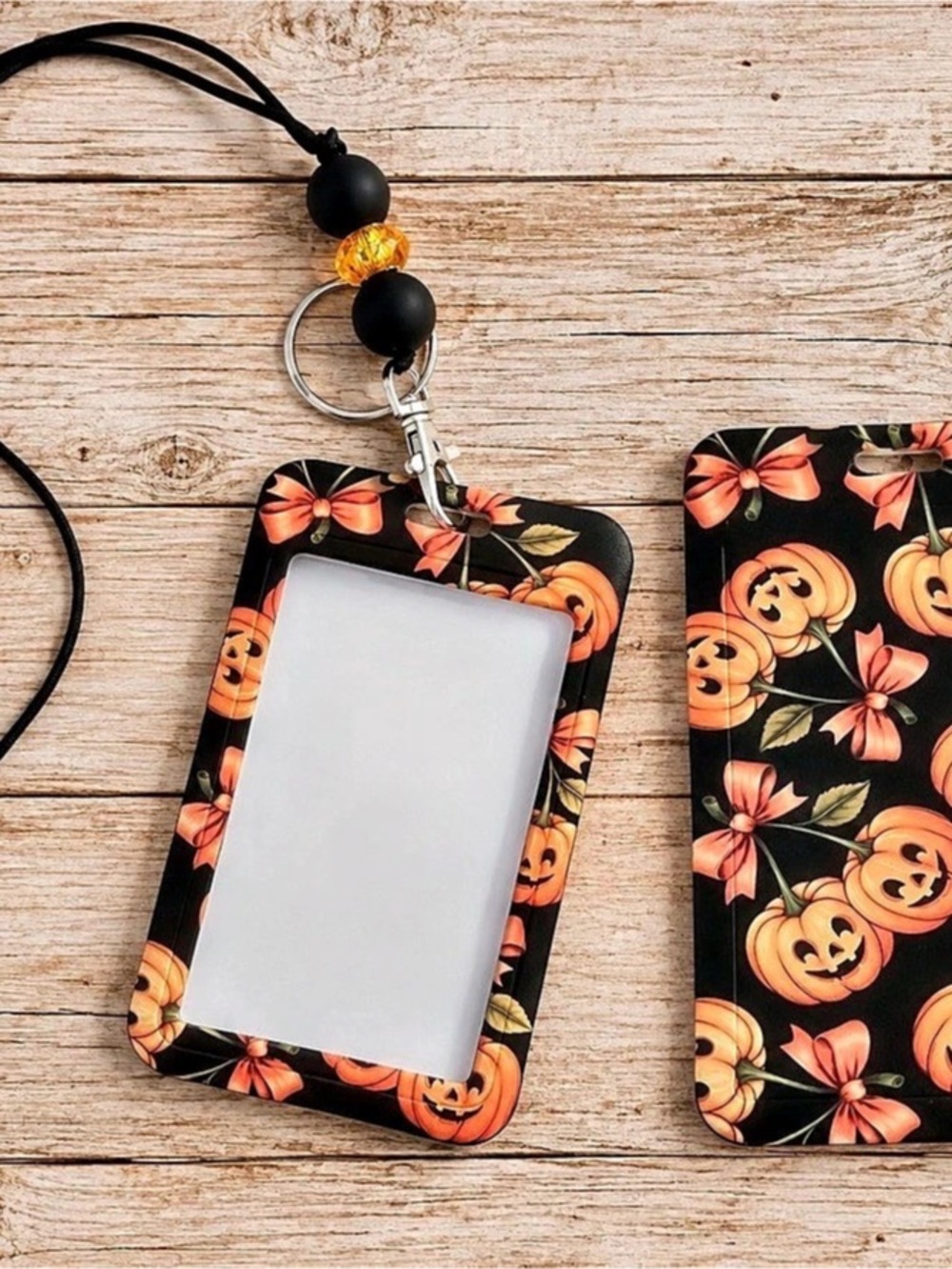 Halloween Pumpkin ID Badge Holder Set